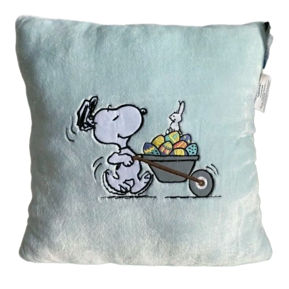 NWT Berkshire Peanuts Snoopy Easter plush decorative pillow - LIGHT BLUE